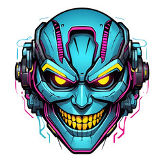 smile gaming mascot logo with cyberpunk style