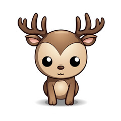 Obraz premium clipart kawaii, cute rudolf reindeer, soft pastel colour scheme, white background сreated with Generative Ai