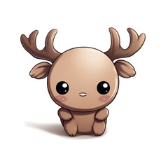 Fototapeta premium clipart kawaii, cute rudolf reindeer, soft pastel colour scheme, white background сreated with Generative Ai