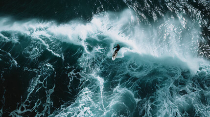 Surfer riding big ocean waves in Nazare Portugal.  - obrazy, fototapety, plakaty