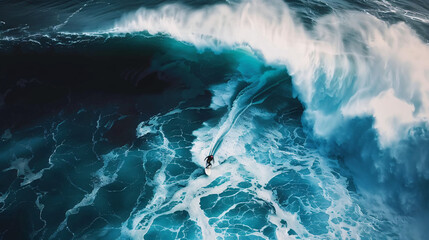 Surfer riding big waves in Nazare Portugal. Big waves - obrazy, fototapety, plakaty