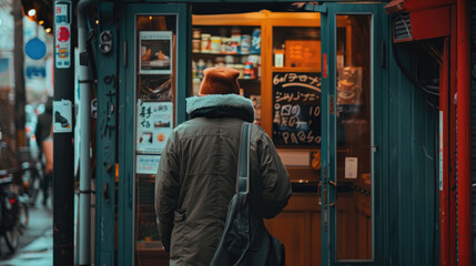 Shopkeeper Opening Store Door