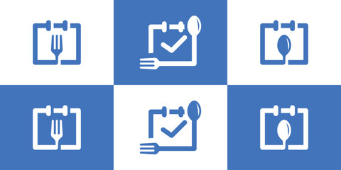Simple Calendar Food Logo. Meal Schedule Logo. Calendar and Spoon Fork. Time Food Logo Icon Symbol Vector Design Inspiration.