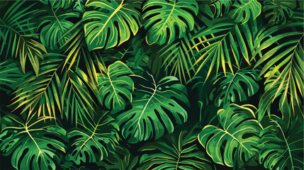 Seamless illustration pattern of tropical leaves