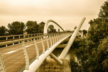 Tiszavirag bridge in Szolnok,Hungary.High quality photo.