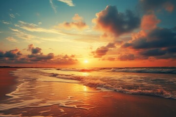Sunset beach background landscape outdoors horizon - obrazy, fototapety, plakaty
