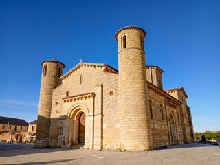 View of the famous Romanesque church of San Martín de Tours (San Martin de Fromista) in Fromista, Palencia, Spain.