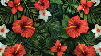 Seamless pattern Exotic wallpaper of tropical flowers