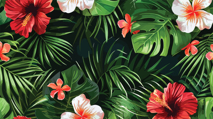 Seamless pattern Exotic wallpaper of tropical flowers