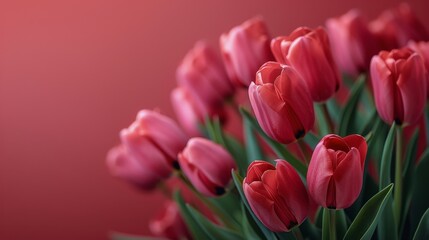 Bunch of Pink Tulips With Blurry Background