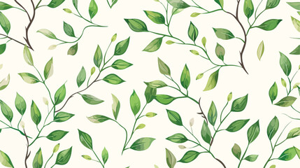 Seamless pattern of spring branches and leaves. for white