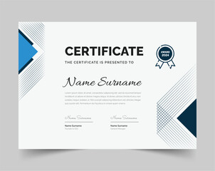 Clean Certificate of Appreciation template. Cool geometric design, certificate of achievement template