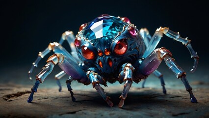 ガラスのロボット蜘蛛,Generative AI AI画像