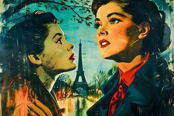 Affiche de cinéma rétro, couverture de roman vintage