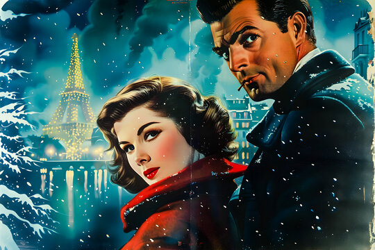 Affiche de cin&eacute;ma r&eacute;tro, couverture de roman vintage