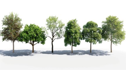 Group of trees casting shadows on white surface
