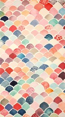 Watercolor of a Japanese culture pattern texture backgrounds.