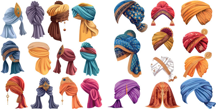Sikh headgear, oriental cultures headdress, ethnic arabian clothes