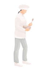 Restaurant staff smiling female  character. Сook, chef