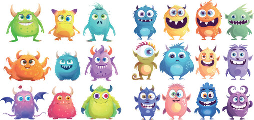 Cute cartoon colorful mosters
