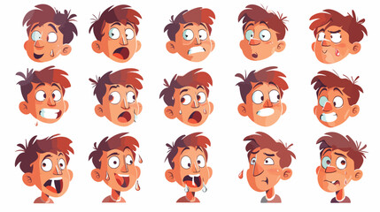 Set of avatars with character emotions including surp