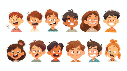 Set of avatars with child emotions including surprise