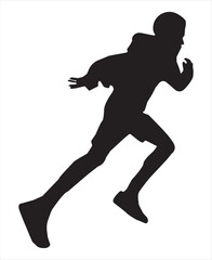 Fototapeta na wymiar Boy running on white background Silhouette. Vector illustration
