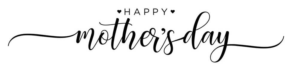Happy Mother's day Calligraphy brush text banner with transparent background