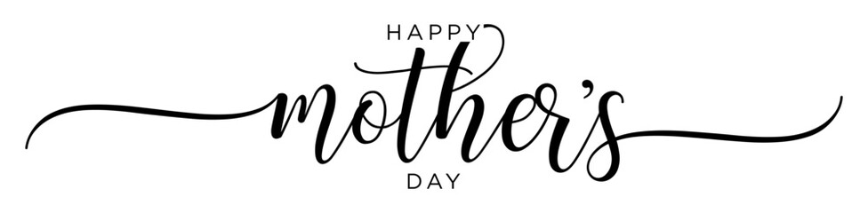 Happy Mother's day Calligraphy brush text banner with transparent background