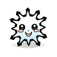 Fototapeta premium clipart kawaii, snowflake, white background сreated with Generative Ai