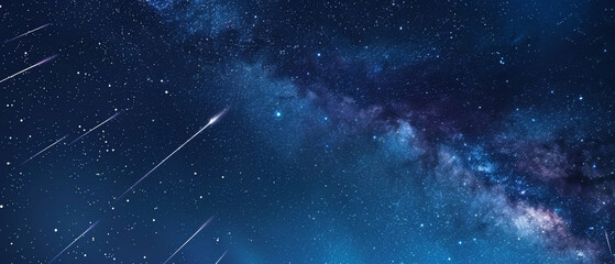 Scenic view of the night sky with shooting stars, galaxies, and celestial beauty. Majestic and enchanting.