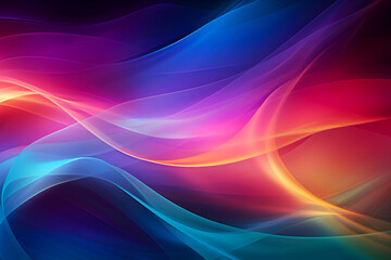 Naklejka premium Abstract digital art background. Wallpaper template with colourful neon waves in blue, yellow, red, pink and purple colour. 