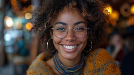 Woman Wearing Glasses Smiling at Camera