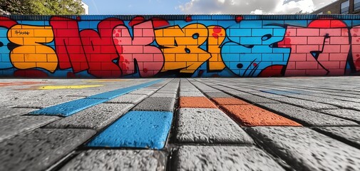 abstract doodle graffiti wall colorful artful design background, generative Ai	
 - obrazy, fototapety, plakaty