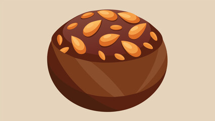 Fototapeta premium The slight crunch of roasted almonds adds extra texture to the smooth delicate dark chocolate truffle..