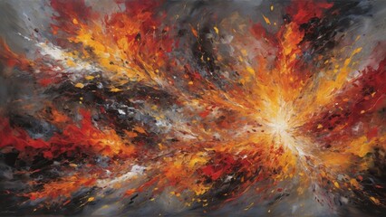 Explosive abstract canvas with bursts of color. Artistic representation of energy and vibrancy.