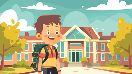 Obraz na płótnie Canvas Smiling boy in the background of the school building