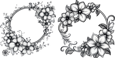 Sewing fabric with Indian floral frame for coloring pages book - CottonBee