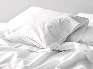 a white pillow on a bed