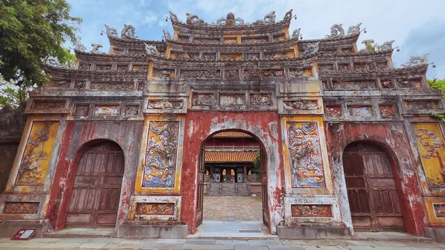 Hue, Thua Thien Province, Vietnam - August 30, 2023: Cua Tho Chi gate in Imperial City