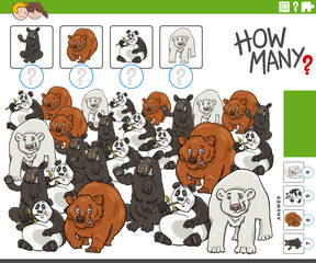 how many counting game with cartoon bears wild animals