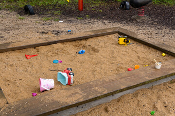Children playground. Sandbox. Children's games and entertainment. 