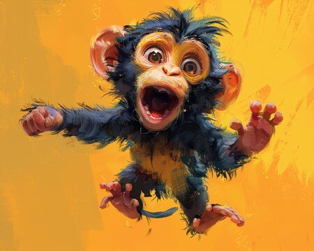 Cartoon of a cheeky monkey, playful antics captured in vibrant colors