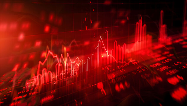 Red chart of exchange rate changes in the world