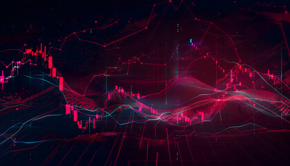 Dark red background with exchange rate changes on the stock exchange