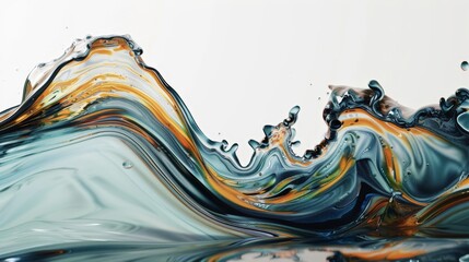 Abstract painting of a flowing liquid wave