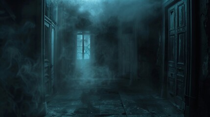 Eerie dark background with haunting shadows and chilling atmosphere