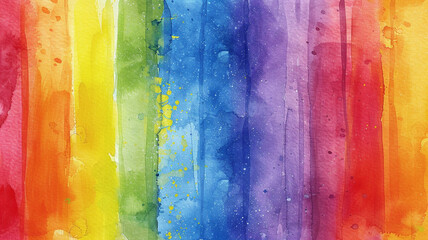 Watercolor rainbow stripes on textured paper background