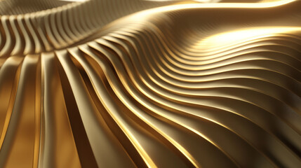 A gold wave with a shiny, reflective surface