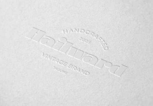 Clean Minimal Pressed Debossed Embossed Logo Mockup Template Texture Paper Branding Brand Identity Effect